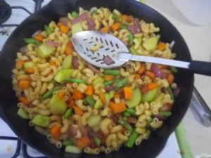 Add in cooked macaroni and soy sauce and done! The macaroni gets much darker with the Chinese sauce than it does the Japanese. I also had to use almost a quarter of a small bottle to get a burst of flavour throughout. Still has that wonderful umami flavour, though!