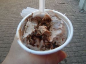 Hazelnut and chocolate gelato.