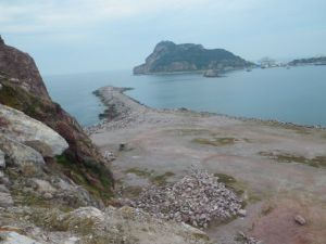 Looking down at the causeway and the lighthouse.