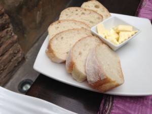 An absolutely unnecessary plate of bread.