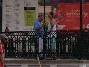 This couple was wearing a pair of earbuds each and dancing!