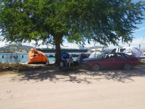 Campsite in the shade.