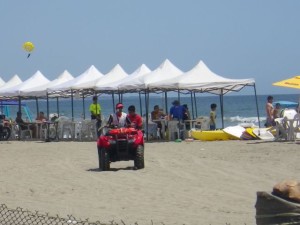 The beach always has lifeguards, but there were extra for this week.