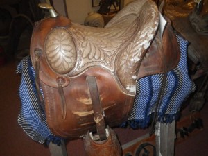 A ladies saddle designed for the rough trails of the area not suited to a side saddle.