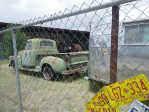 Old pickup not hitched to the Airstream.