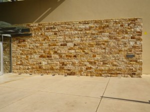 Stone wall outside the museum.