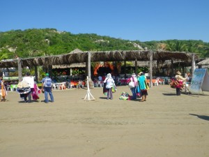 The vendors were listening to music since there really weren't many customers.