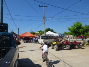 A big chunk of Calle Principal was blocked off near the school for a party. Lots of tables and chairs under open tents and musicians were setting up.